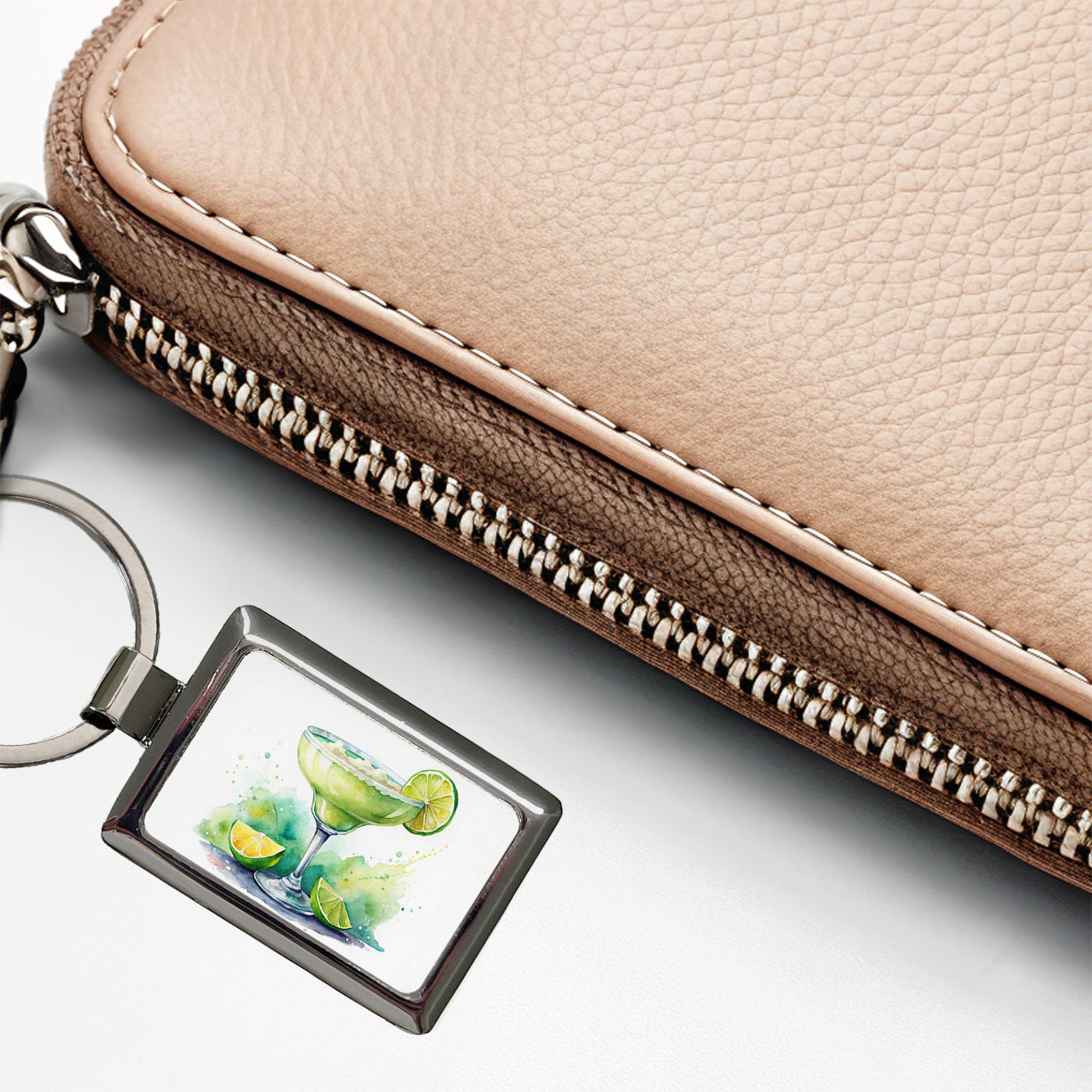 Margarita Green Drink Alcohol Rectangle Metal Keychain