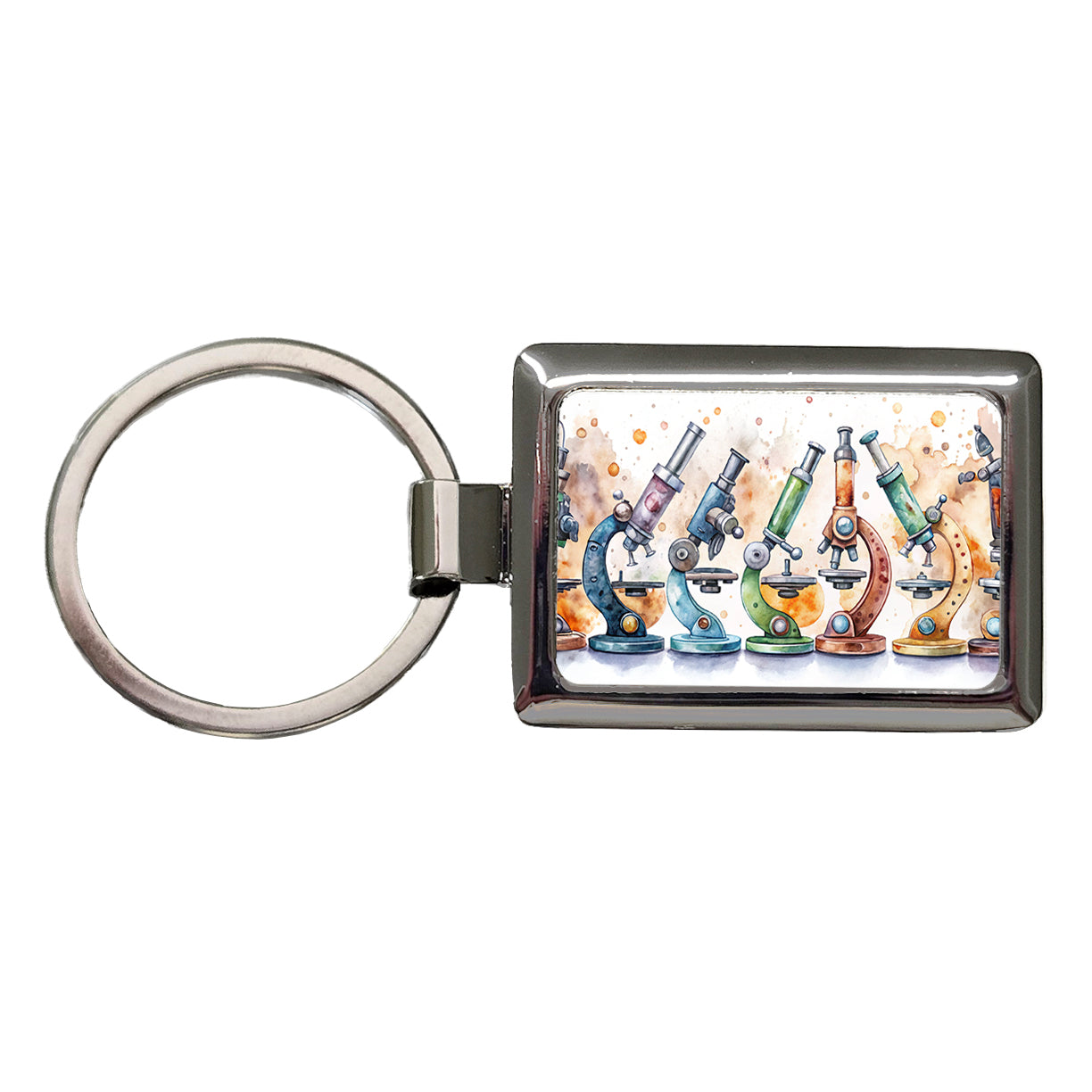 Microscopes Science Scientist Lab Biology Teacher Rectangle Metal Keychain