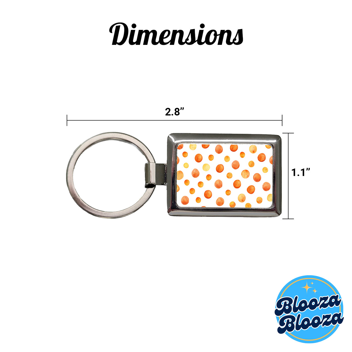 Orange Polka Dots Fun White Background Rectangle Metal Keychain