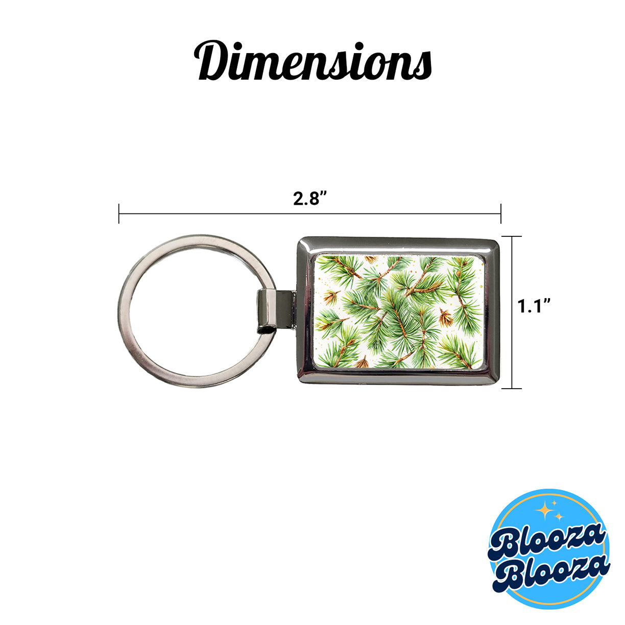 Pine Needles Watercolor Rectangle Metal Keychain