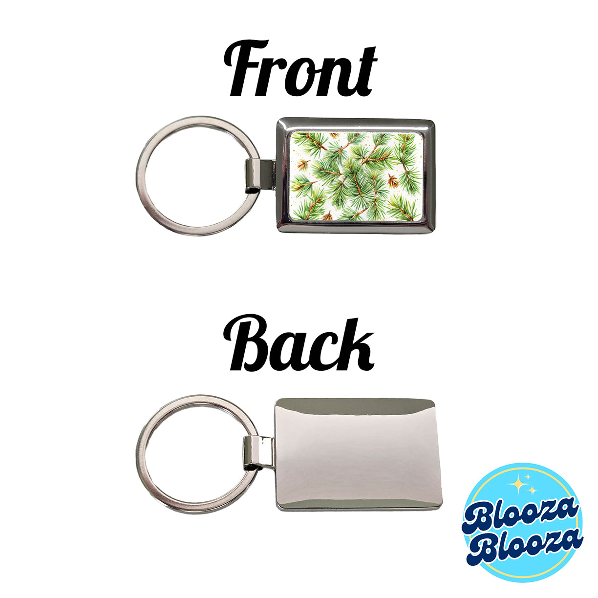 Pine Needles Watercolor Rectangle Metal Keychain