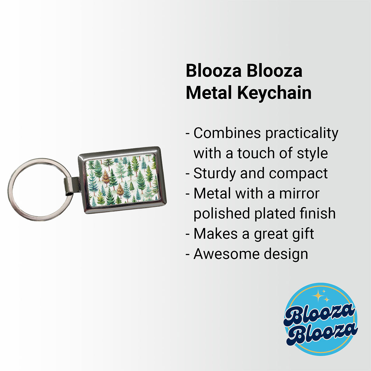 Pine Trees Forest Rectangle Metal Keychain