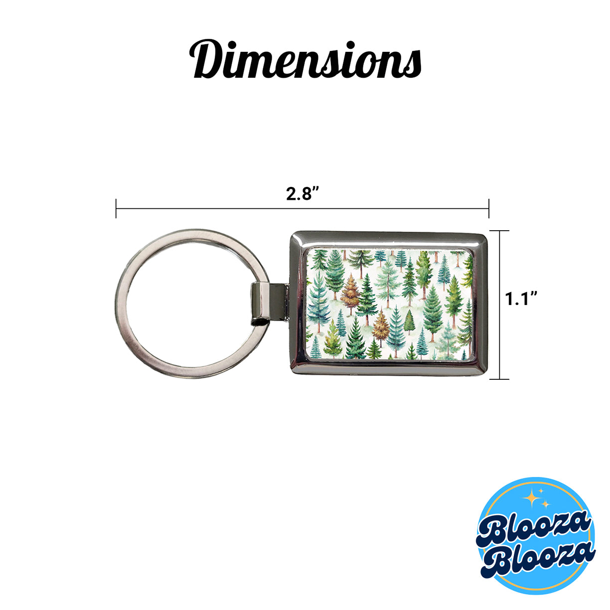 Pine Trees Forest Rectangle Metal Keychain