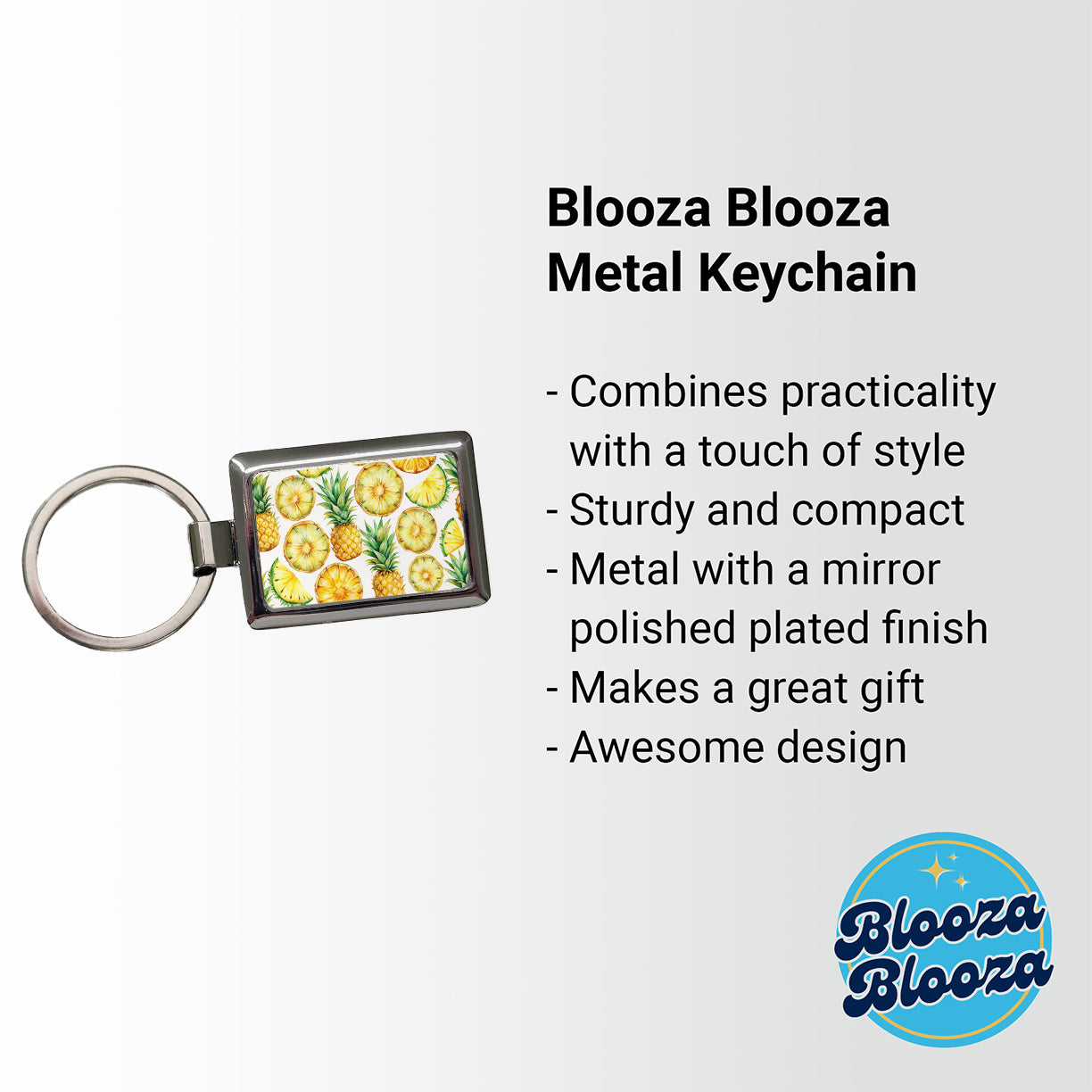 Pineapple Slices Fruit Rectangle Metal Keychain
