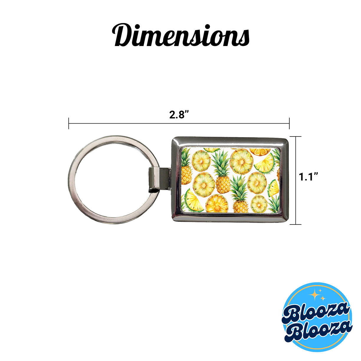 Pineapple Slices Fruit Rectangle Metal Keychain