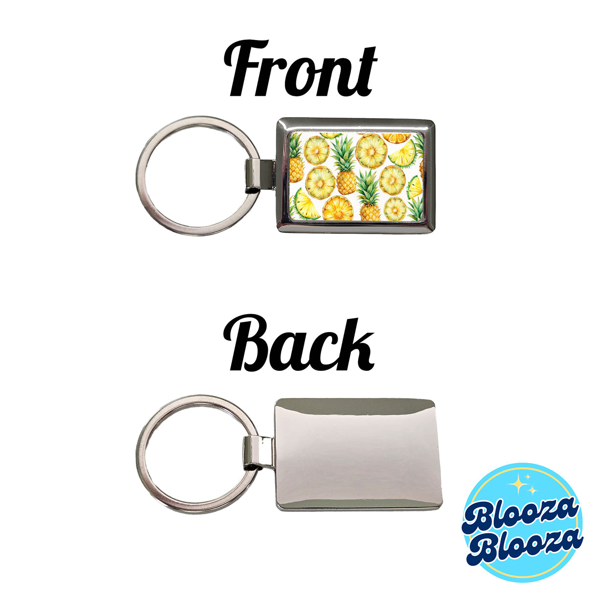 Pineapple Slices Fruit Rectangle Metal Keychain