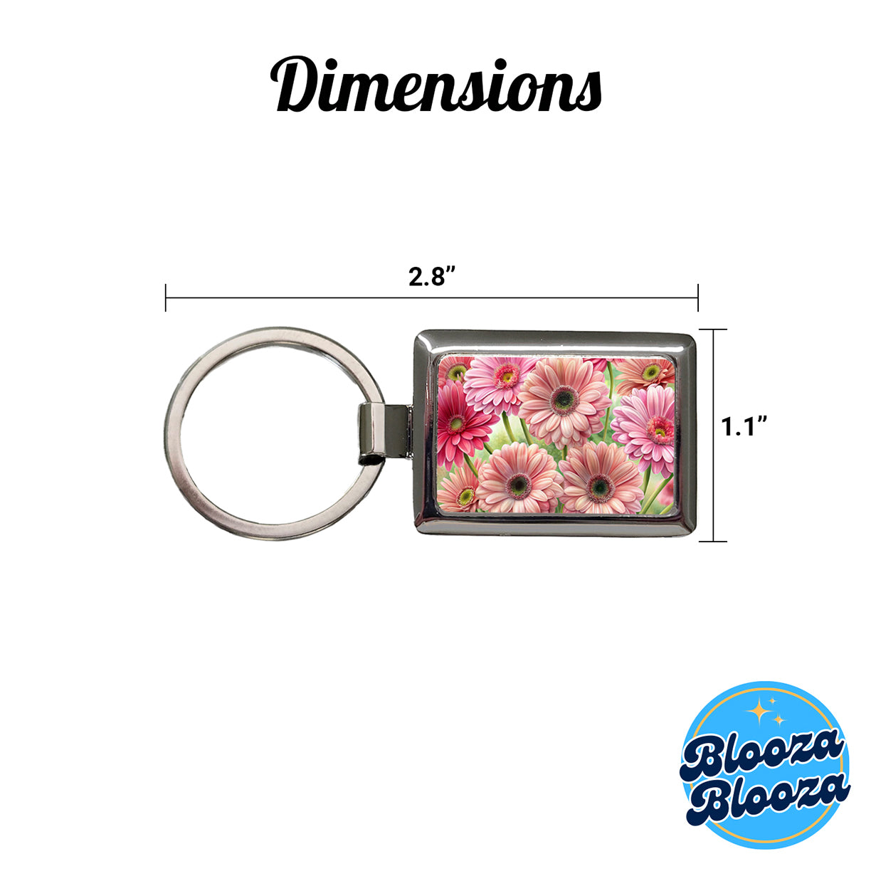 Pink Gerbera Daisies Flowers Watercolor Rectangle Metal Keychain