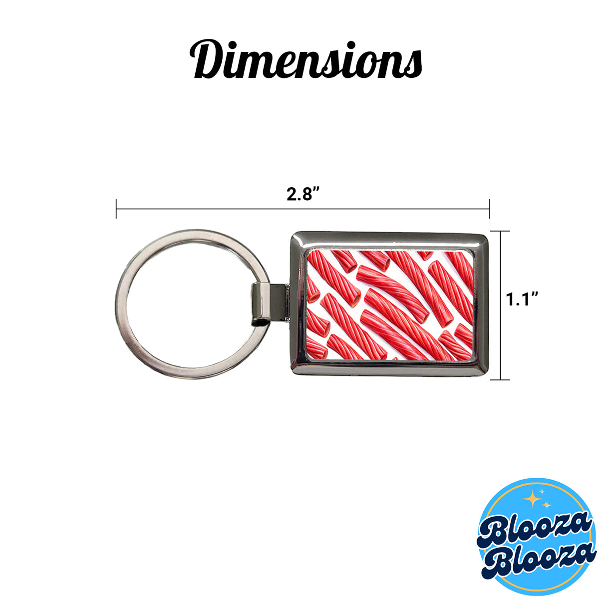 Red Licorice Rectangle Metal Keychain