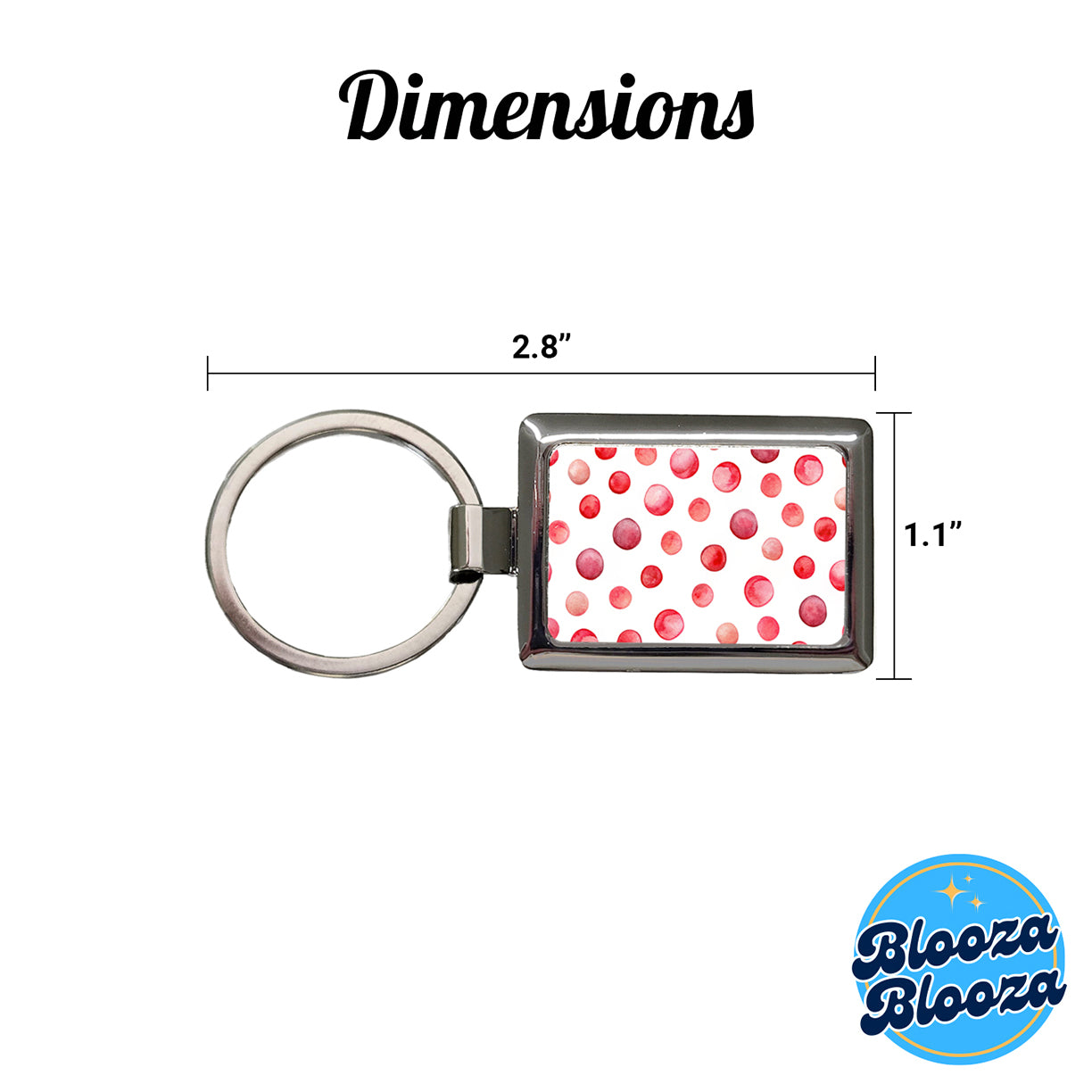 Red Polka Dots Fun White Background Rectangle Metal Keychain