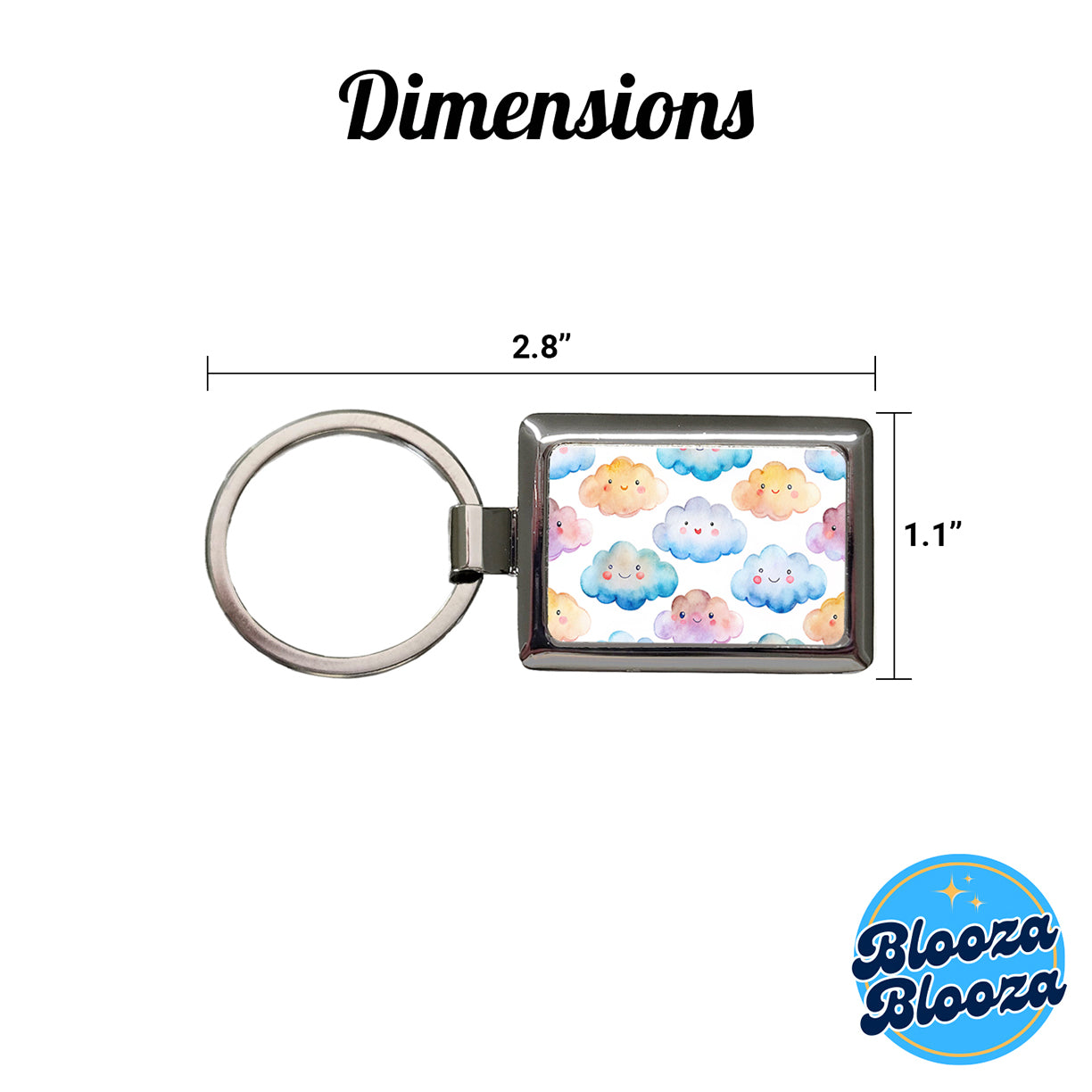 Sweet Smiling Clouds In A Row Watercolor Rectangle Metal Keychain