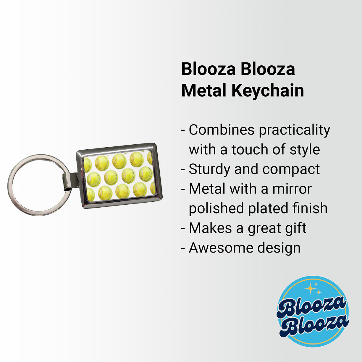 Tennis Balls In A Row Rectangle Metal Keychain