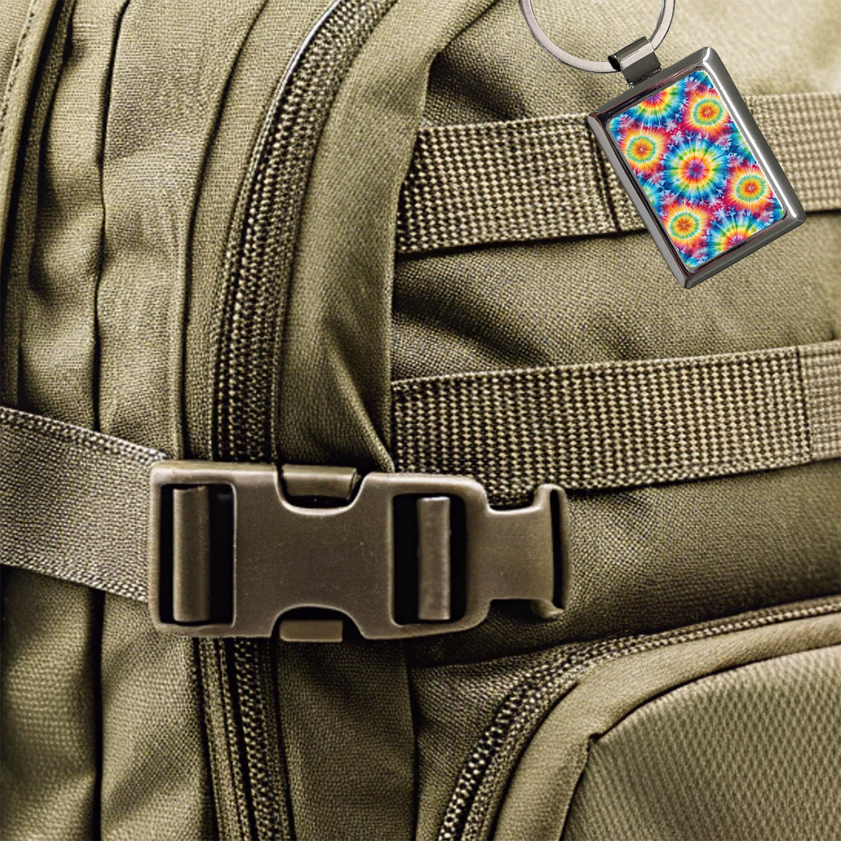 Tie Dye Pattern Fun Watercolor Rectangle Metal Keychain