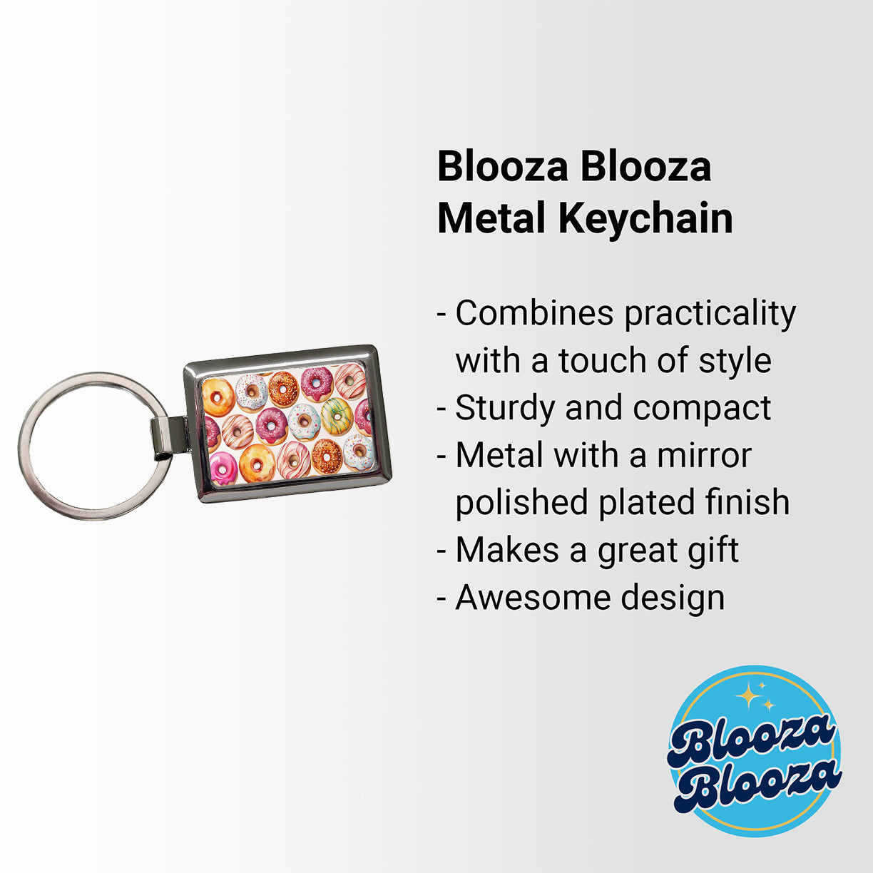 Variety Of Donuts Rectangle Metal Keychain