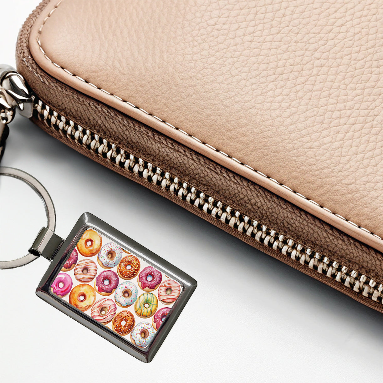 Variety Of Donuts Rectangle Metal Keychain