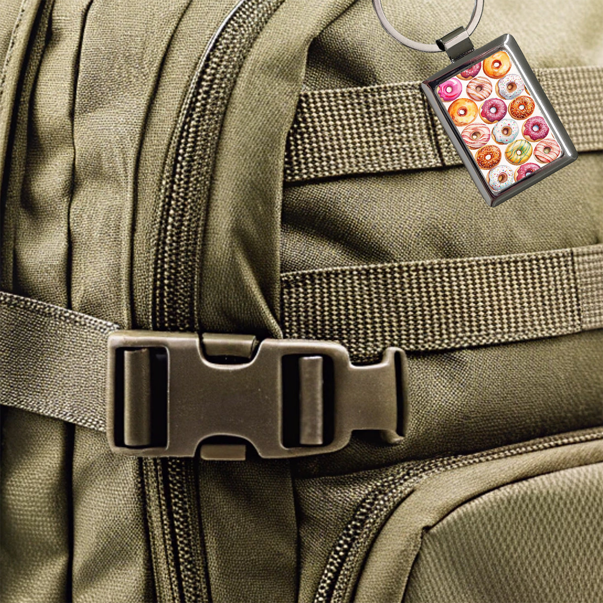 Variety Of Donuts Rectangle Metal Keychain