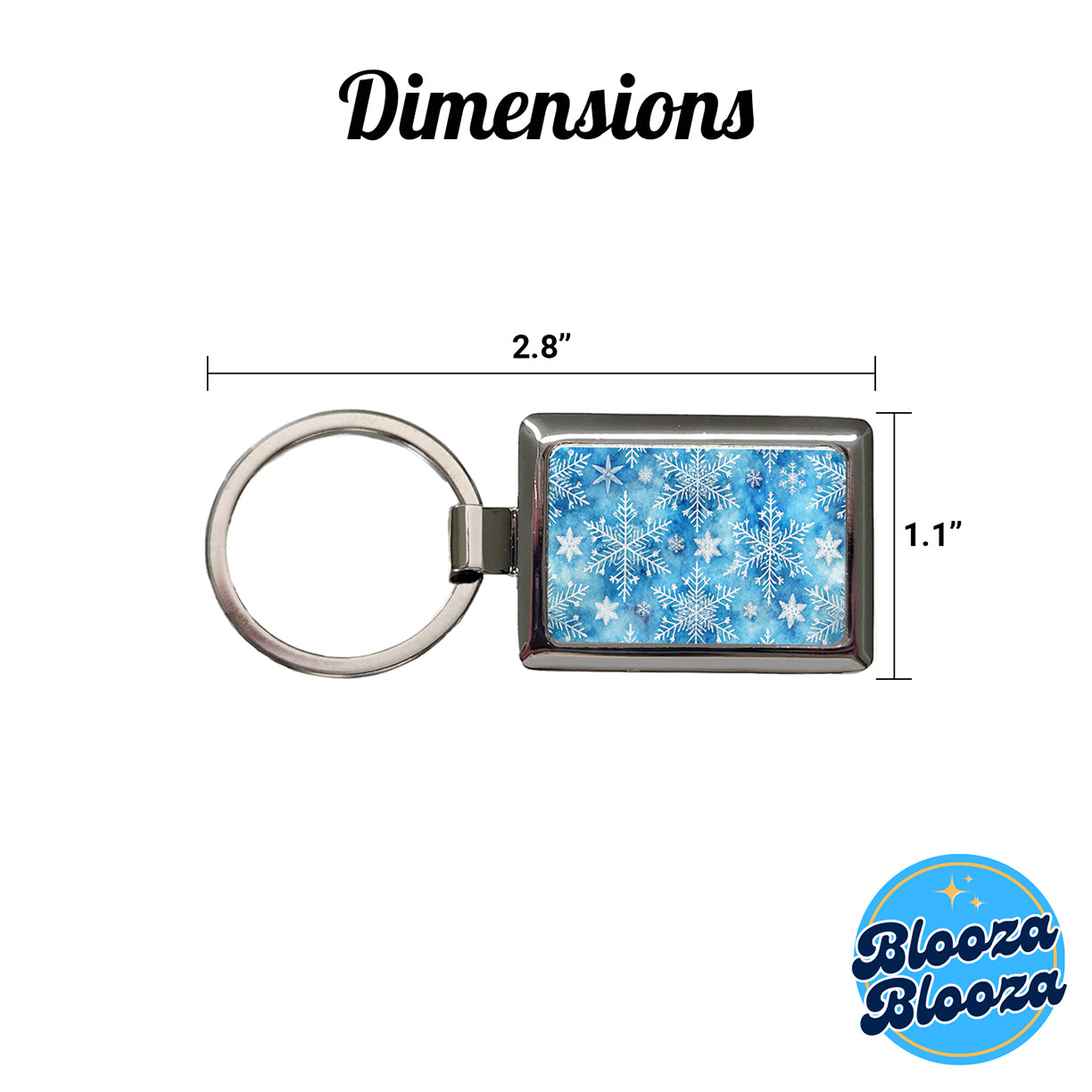 White Snowflakes Beautiful Winter Rectangle Metal Keychain