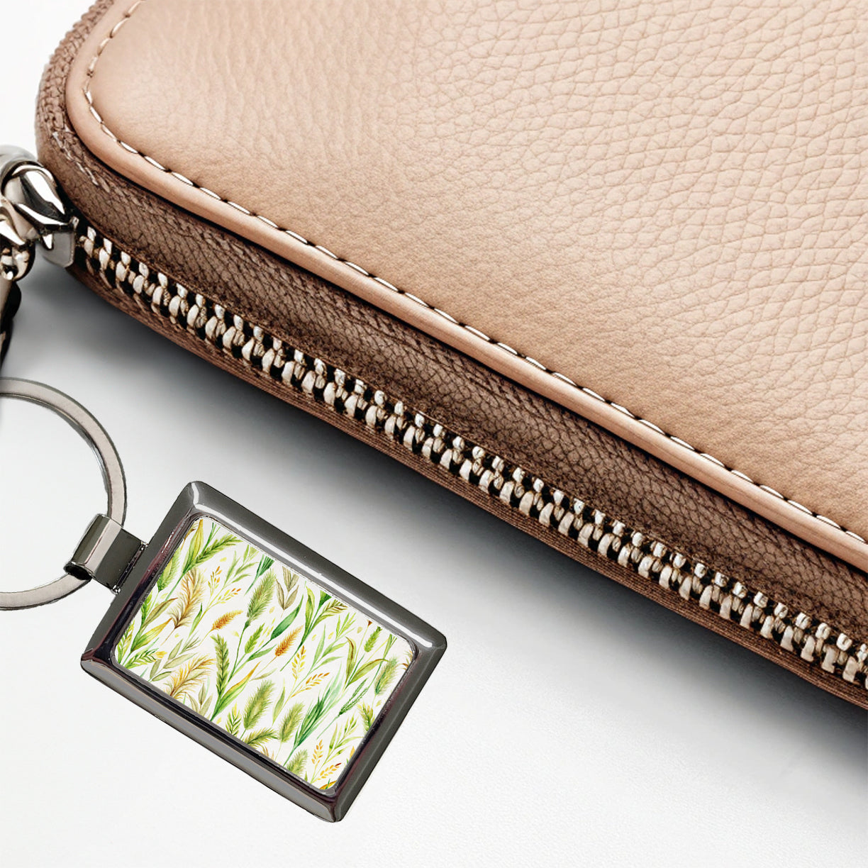 Wild Grasses Rectangle Metal Keychain