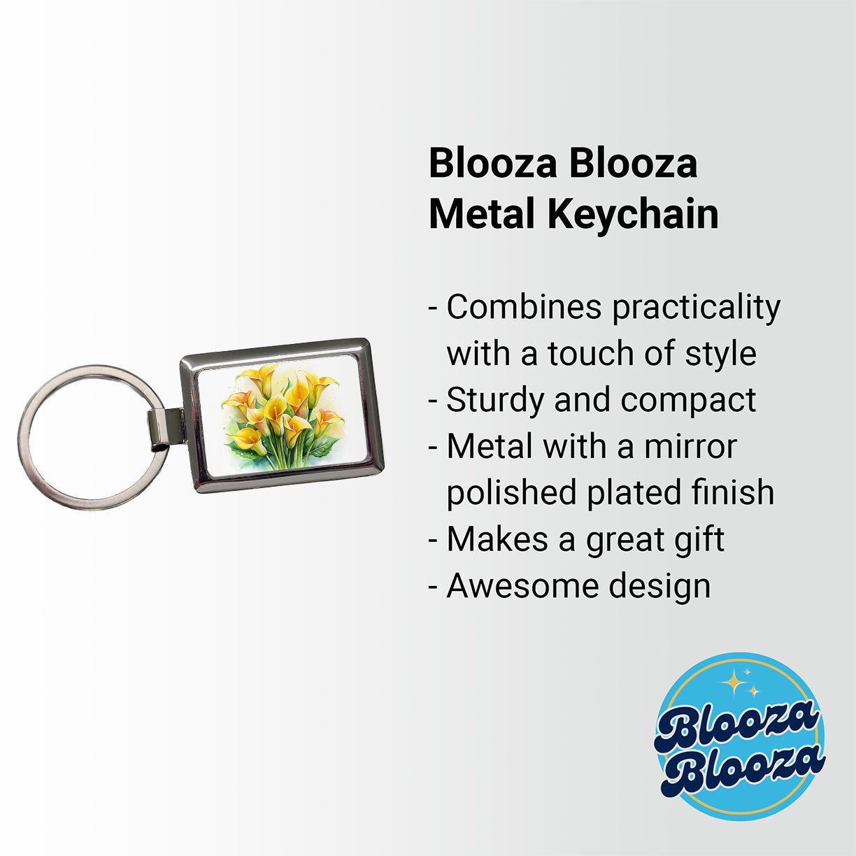 Yellow Calla Lily Flowers Watercolor Rectangle Metal Keychain