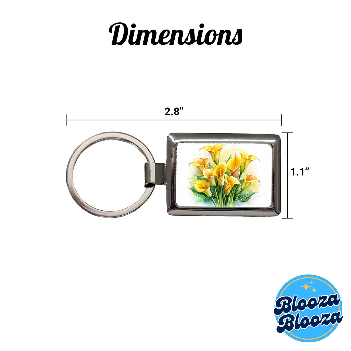 Yellow Calla Lily Flowers Watercolor Rectangle Metal Keychain