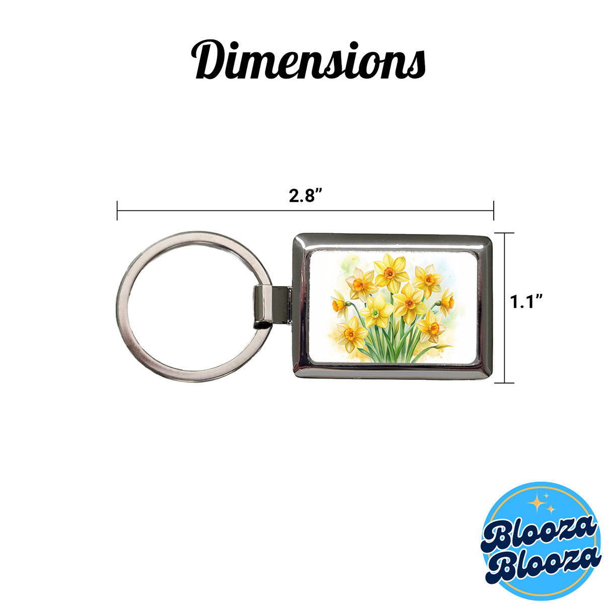 Yellow Daffodils Flowers Watercolor Rectangle Metal Keychain