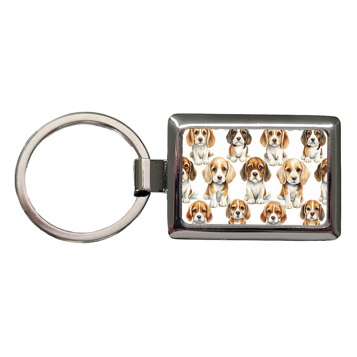 Adorable Puppies Dogs Rectangle Metal Keychain