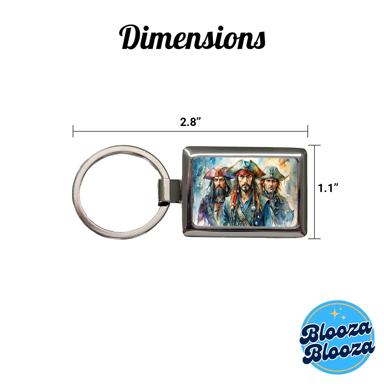 Angry Swashbuckling Pirates Watercolor Rectangle Metal Keychain