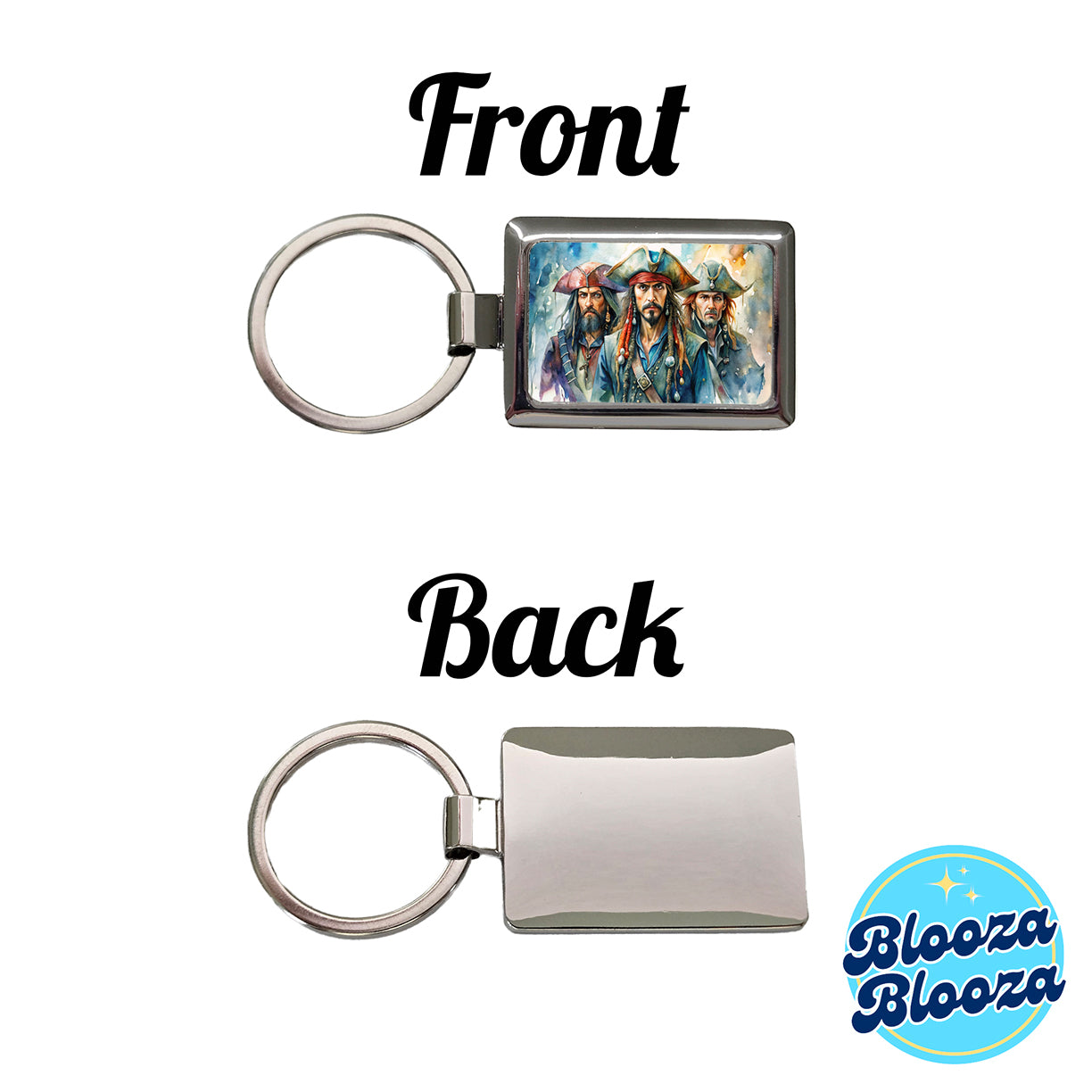 Angry Swashbuckling Pirates Watercolor Rectangle Metal Keychain