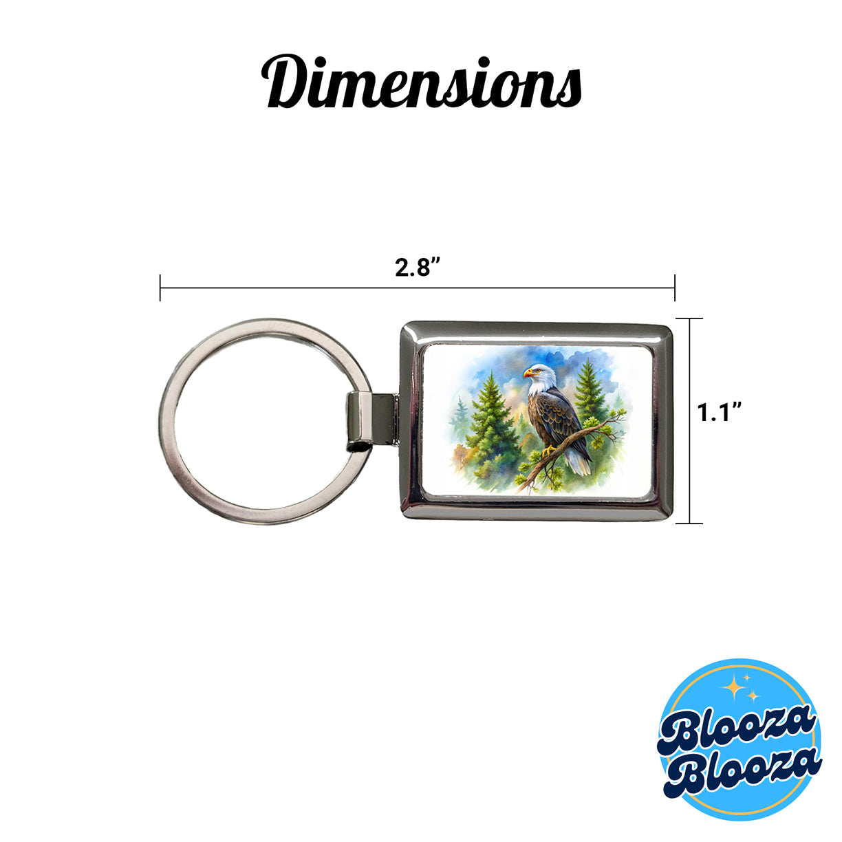 Bald Eagle In Tree Watercolor Rectangle Metal Keychain
