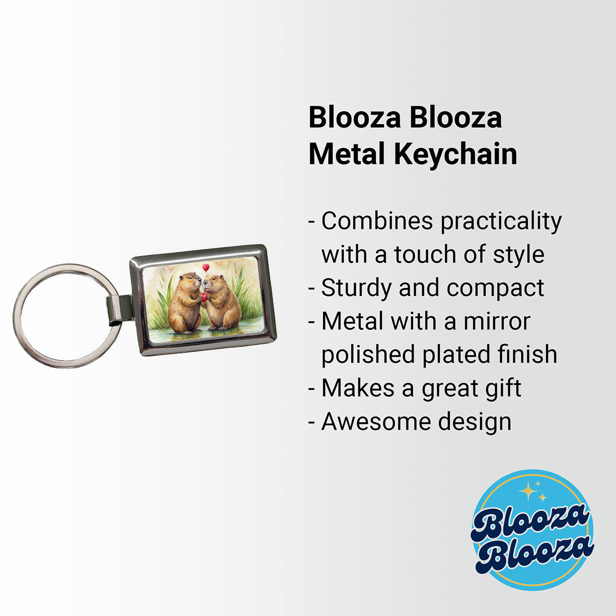 Beavers In Love Water Valentine's Day Rectangle Metal Keychain