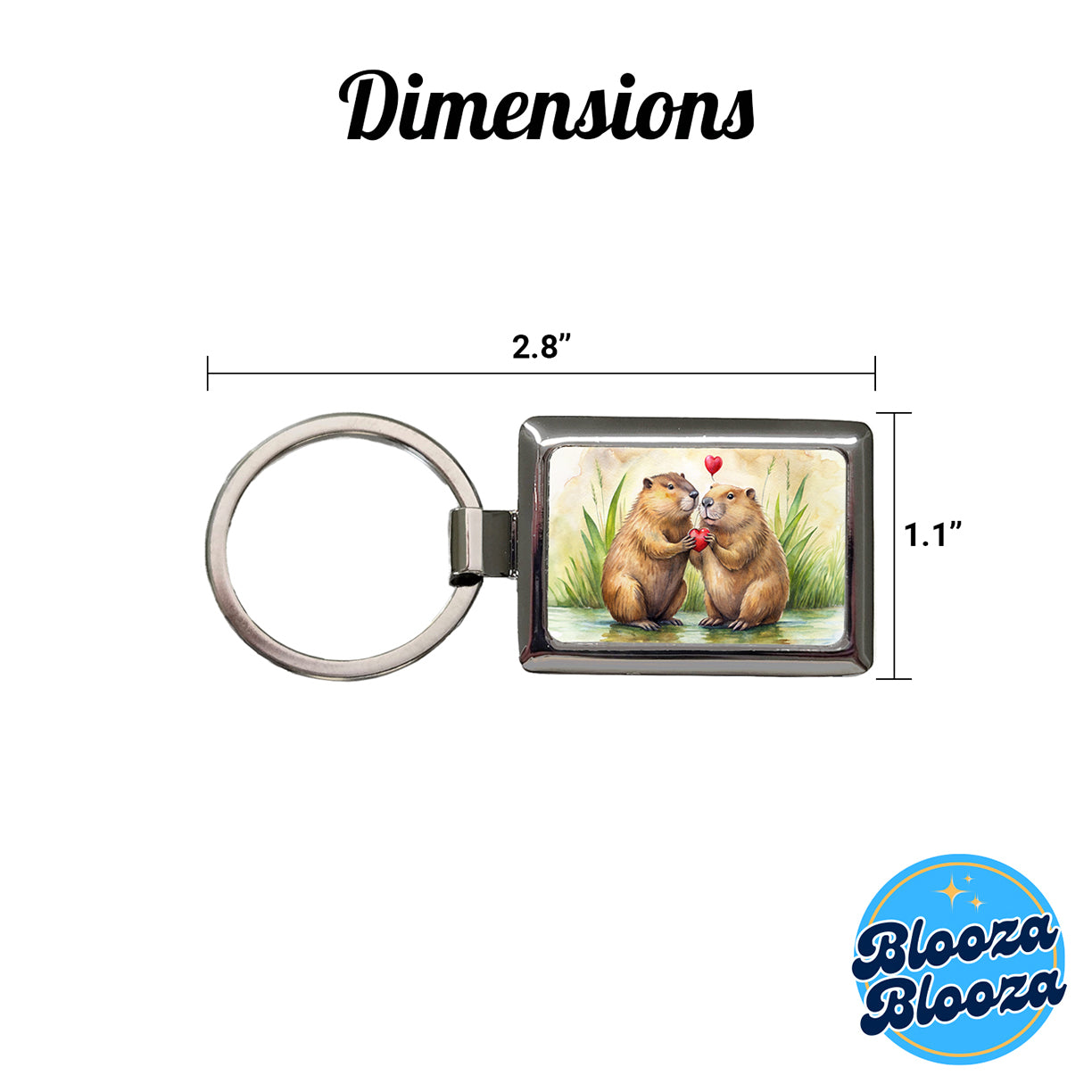 Beavers In Love Water Valentine's Day Rectangle Metal Keychain