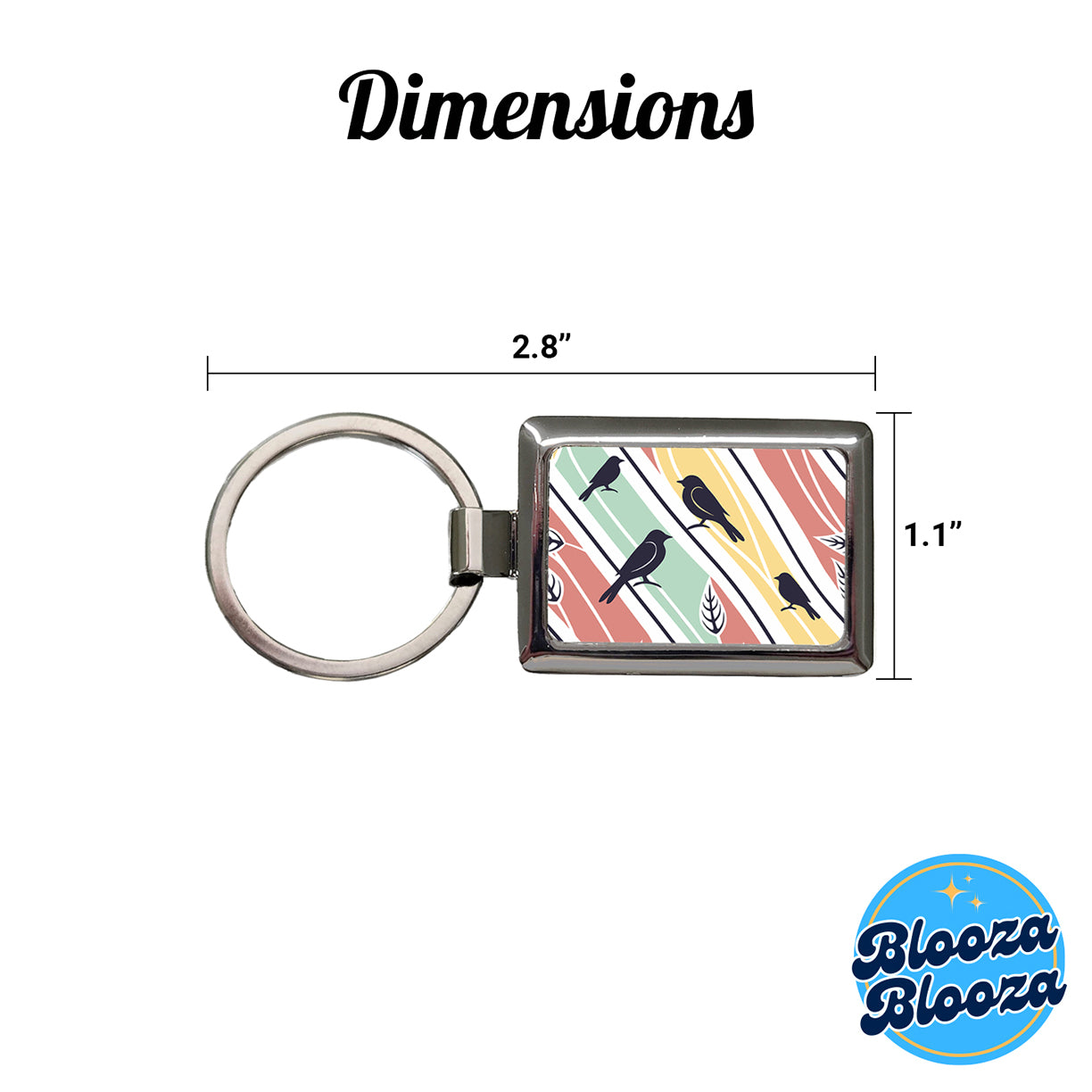 Birds And Trees Abstract Rectangle Metal Keychain