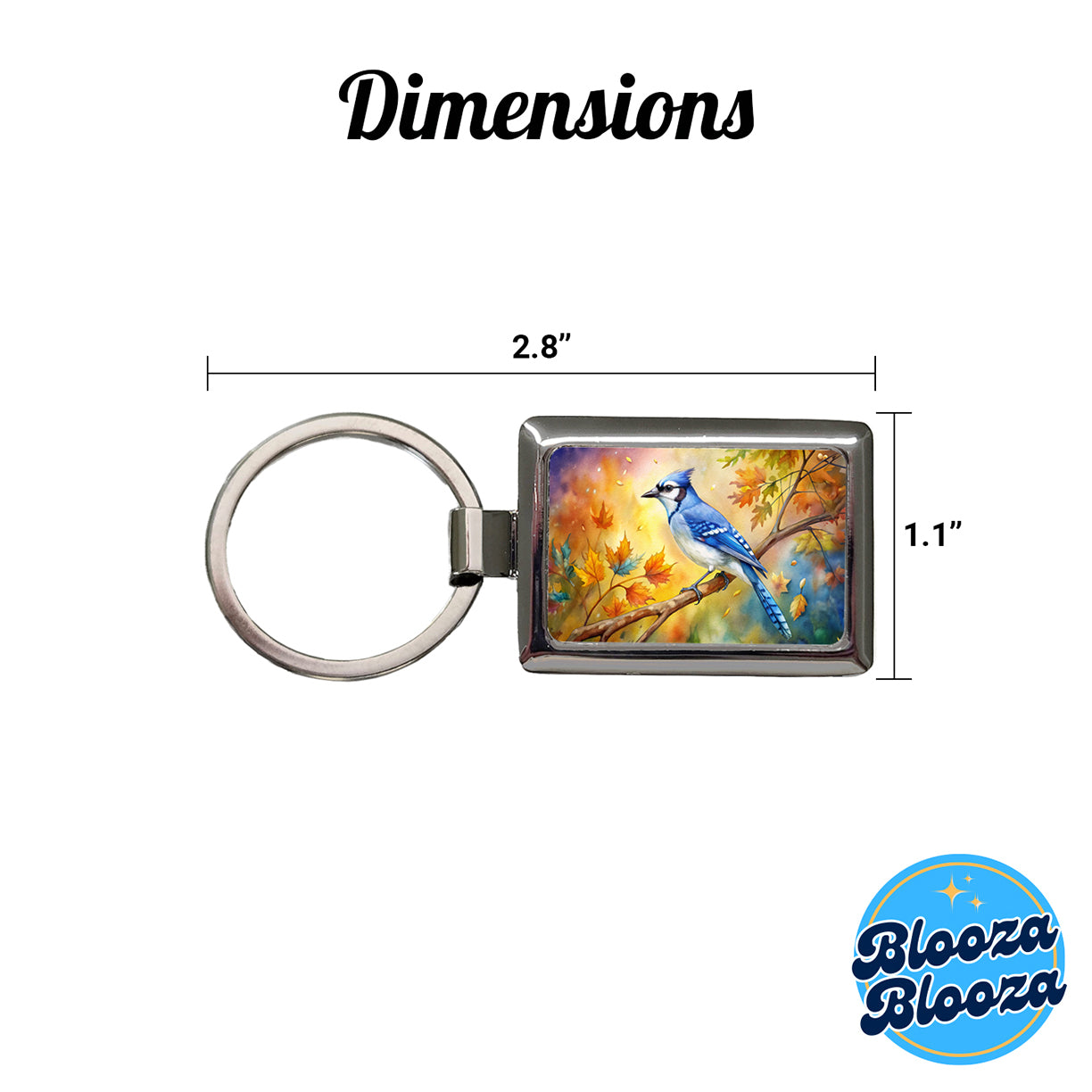 Blue Jay In Tree Watercolor Rectangle Metal Keychain
