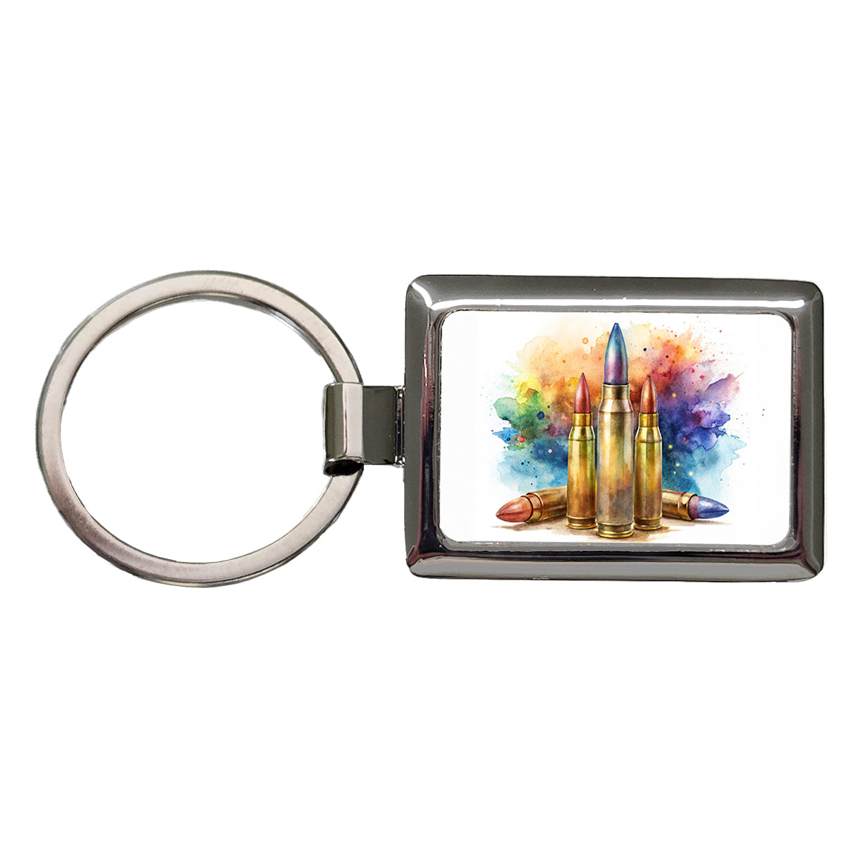 Bullets Watercolor Rectangle Metal Keychain