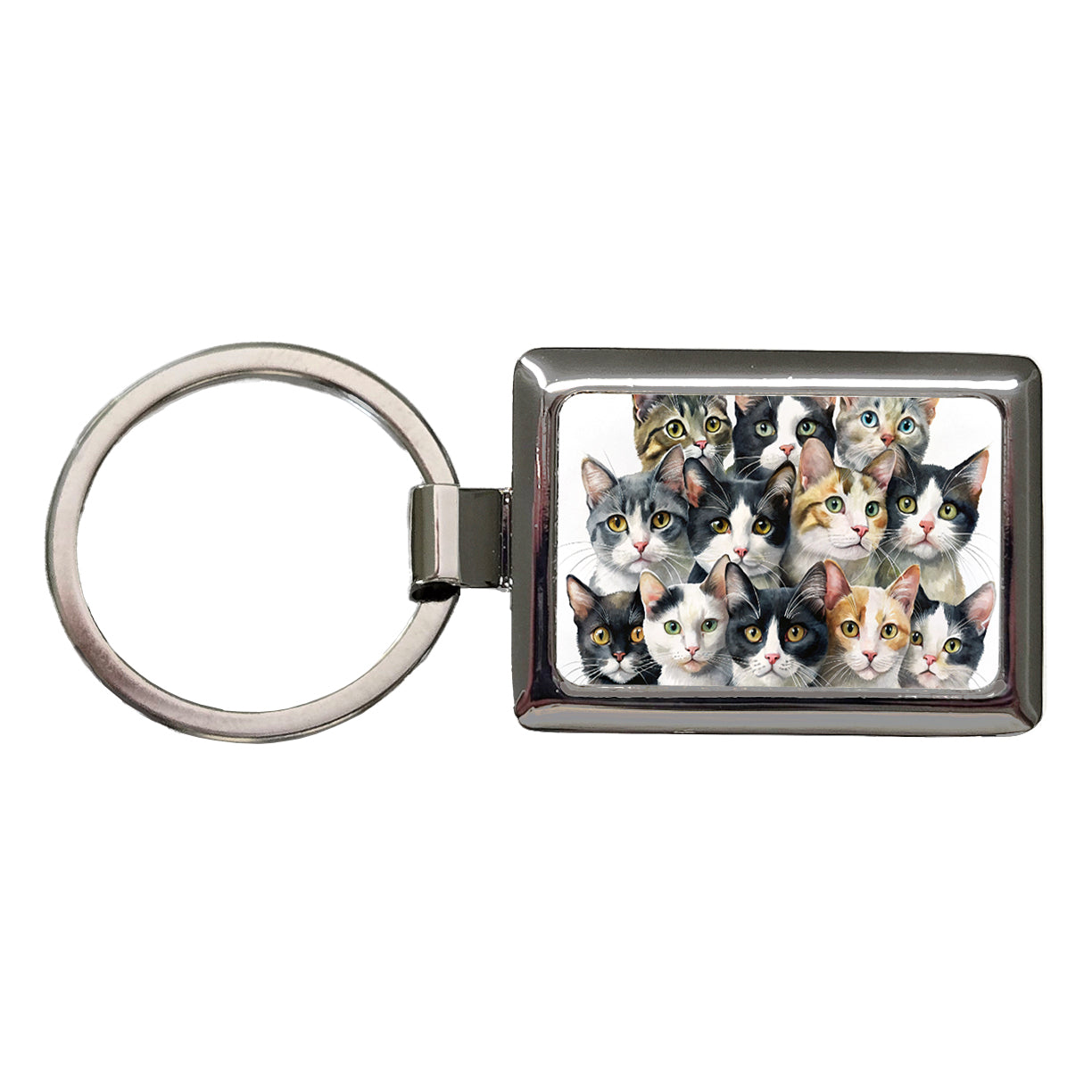 Bunch Of Sweet Cats Rectangle Metal Keychain