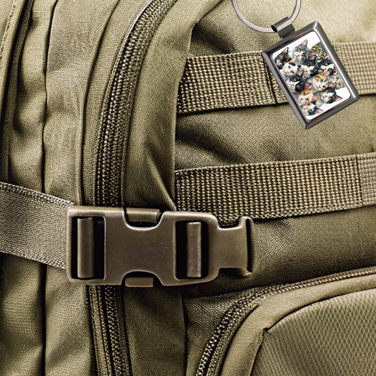 Bunch Of Sweet Cats Rectangle Metal Keychain