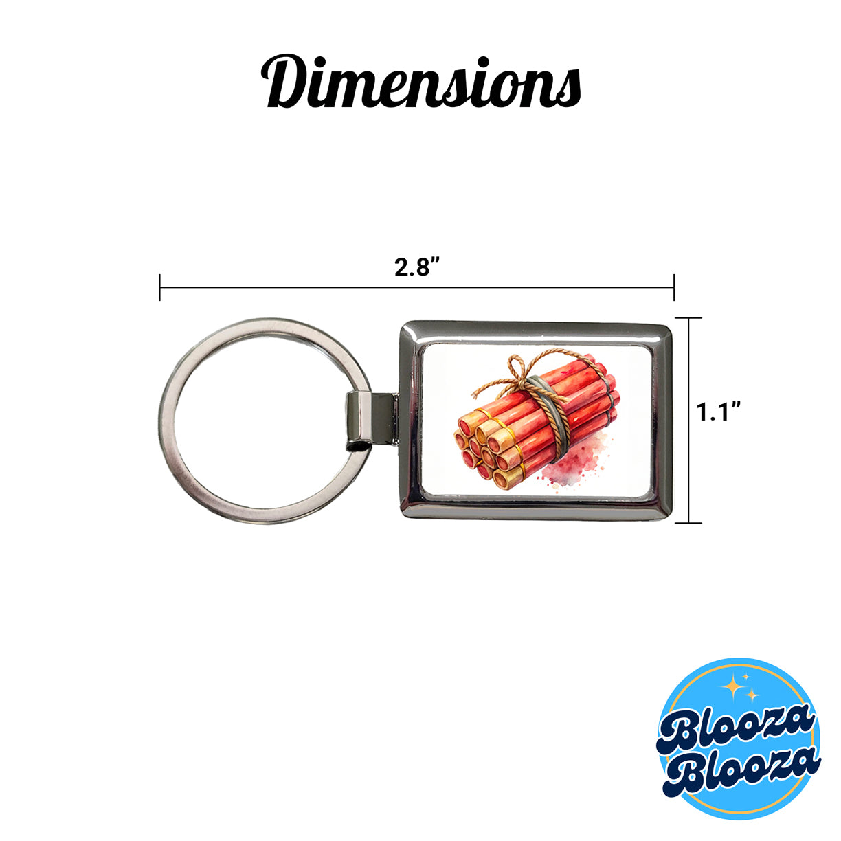 Bundle Of Sticks Of Dynamite Watercolor Rectangle Metal Keychain