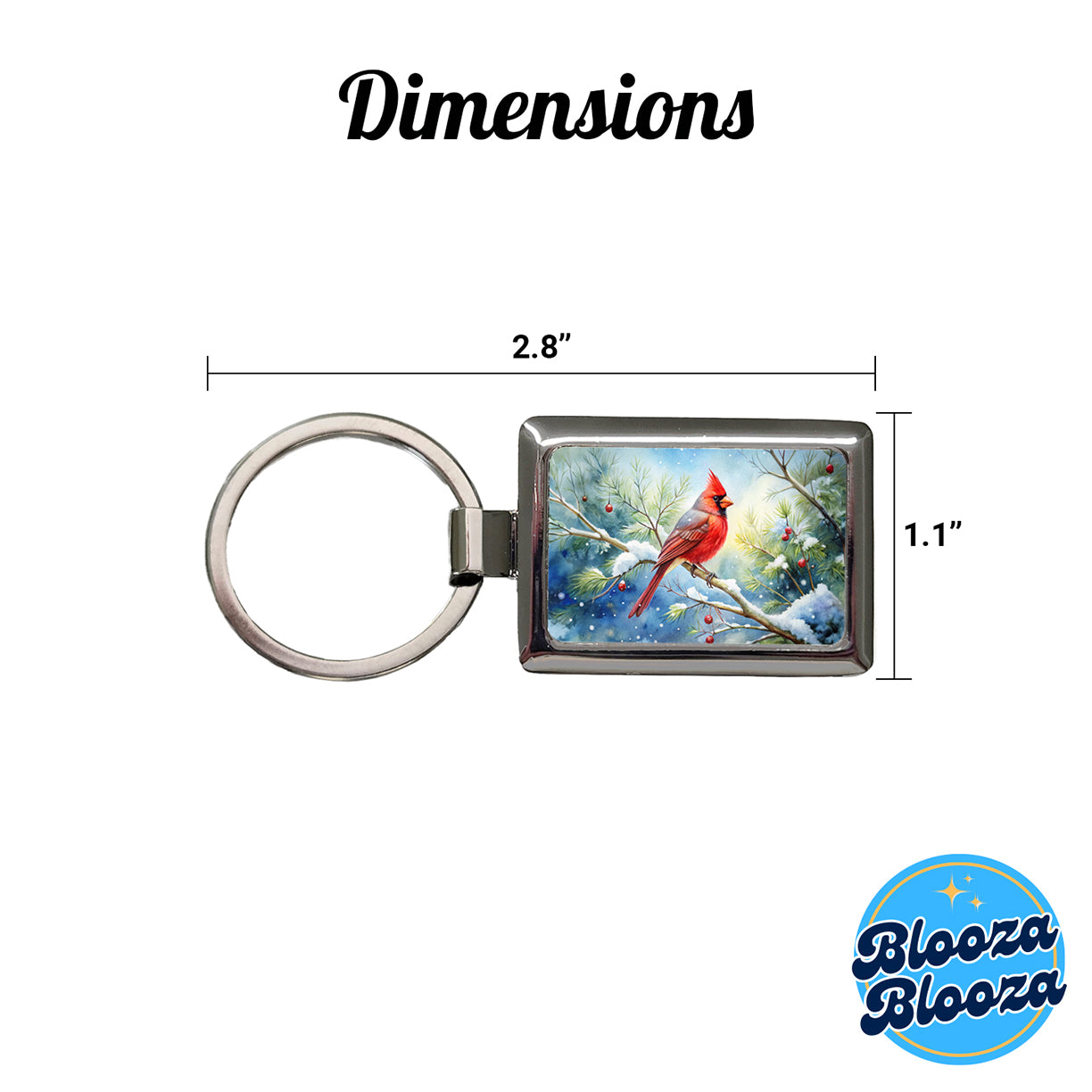 Cardinal In Snowy Tree Winter Watercolor Christmas Rectangle Metal Keychain