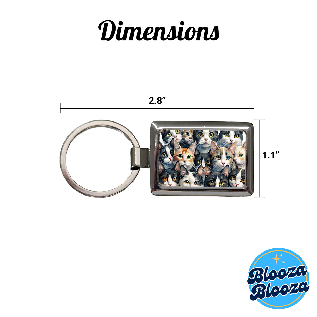 Cartoon Black And White Cats Rectangle Metal Keychain