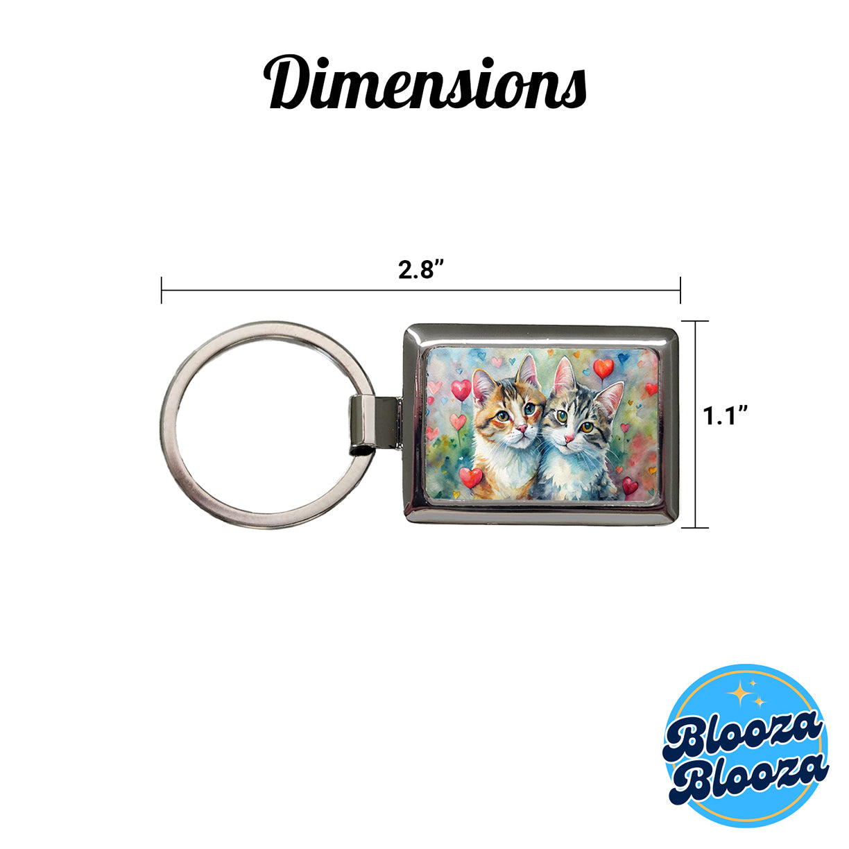 Cats In Love Valentine's Day Rectangle Metal Keychain