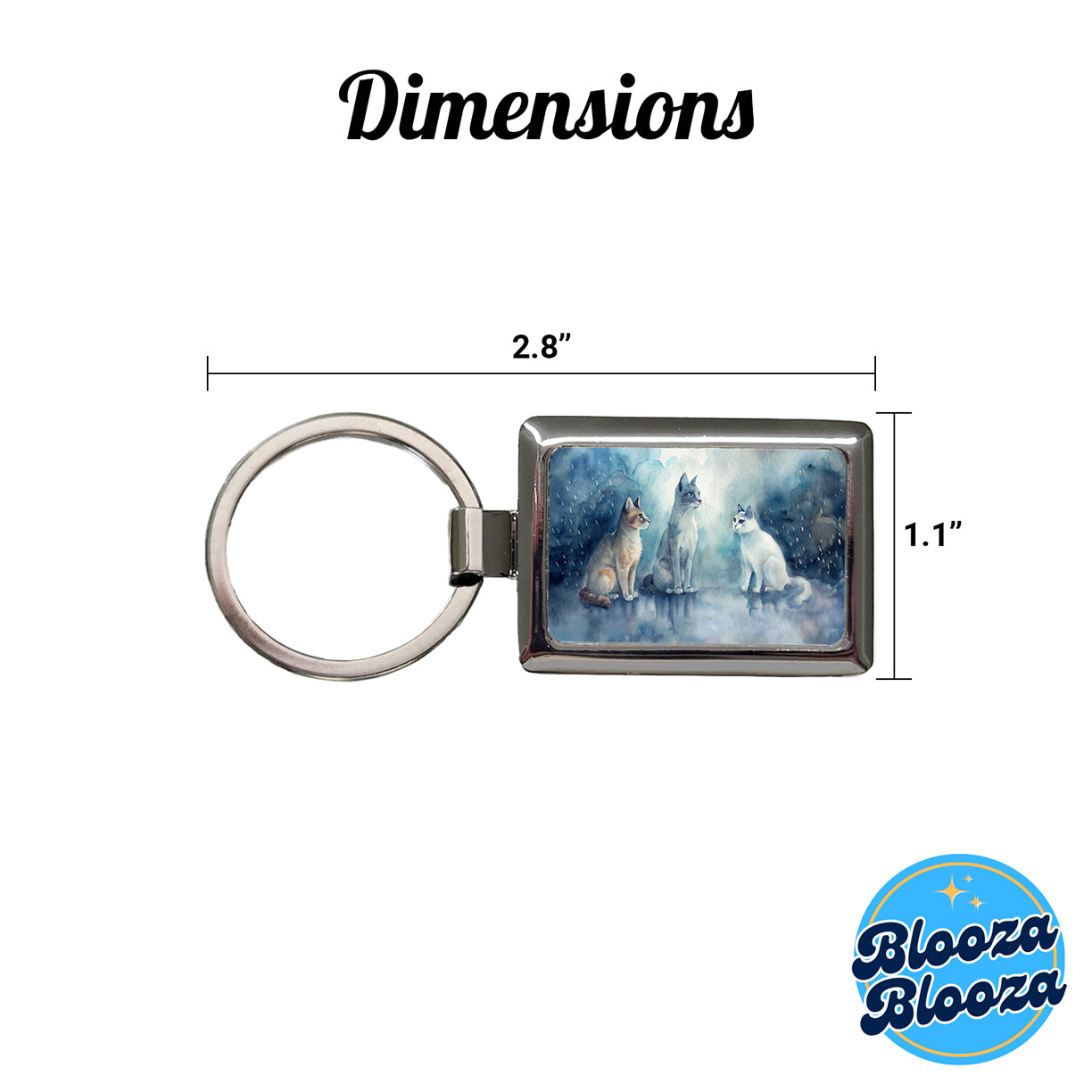 Cats In The Rain Rectangle Metal Keychain
