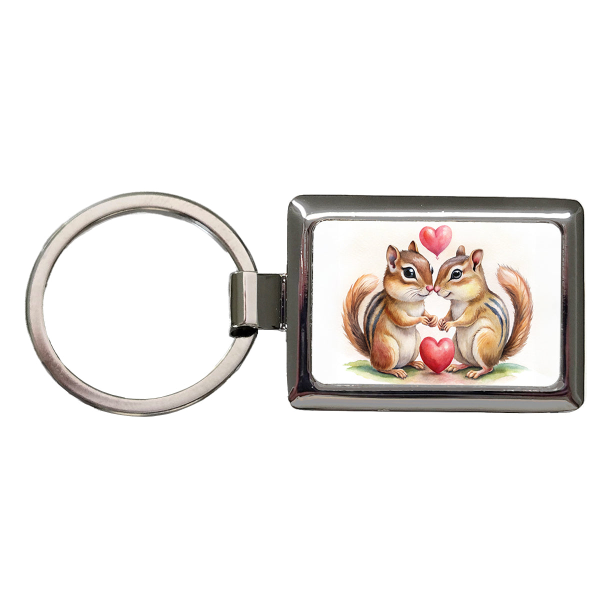 Chipmunks In Love Valentine's Day Rectangle Metal Keychain