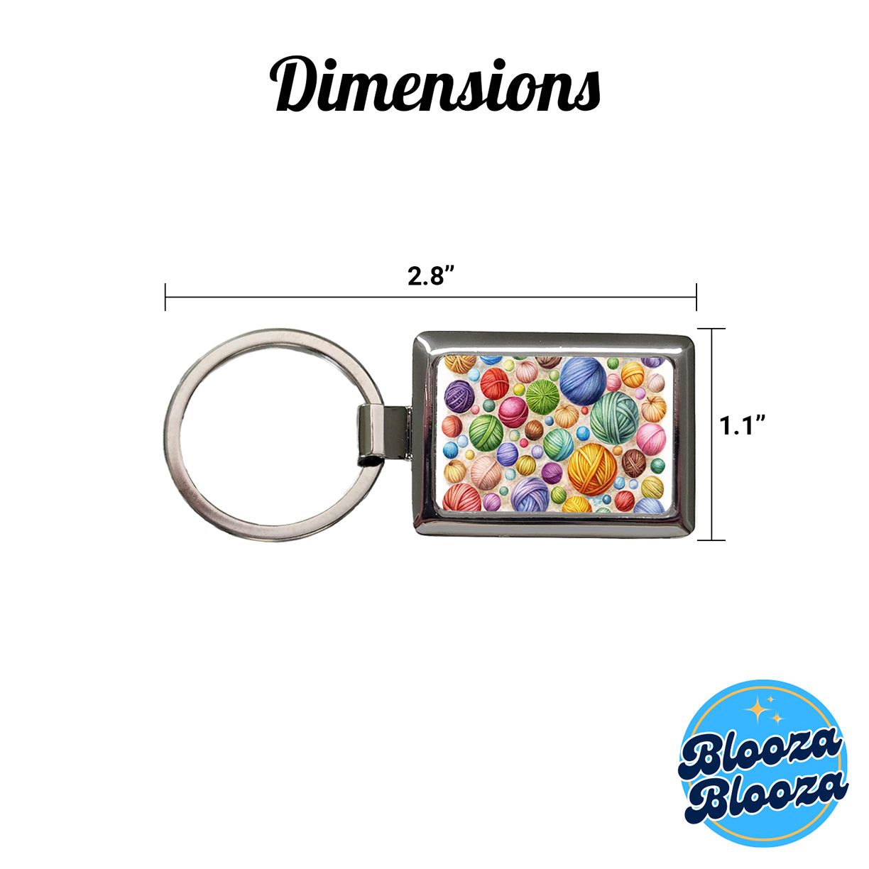 Crocheting Knitting Colorful Yarn Balls Rectangle Metal Keychain
