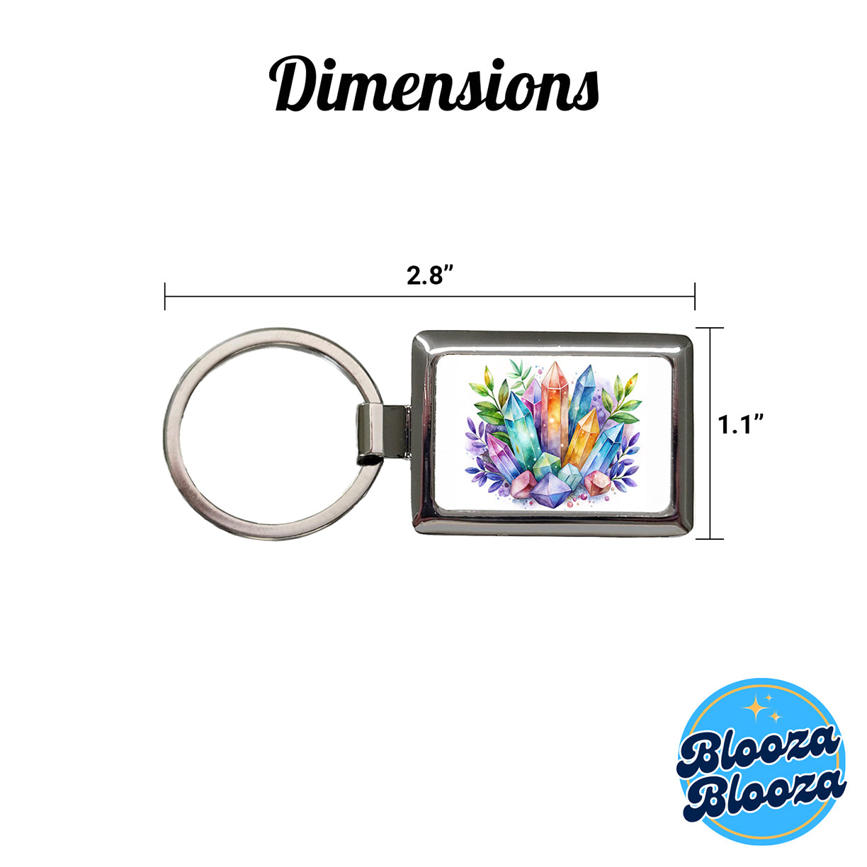 Crystal Geodes Mystical Healing Protection Watercolor Rectangle Metal Keychain