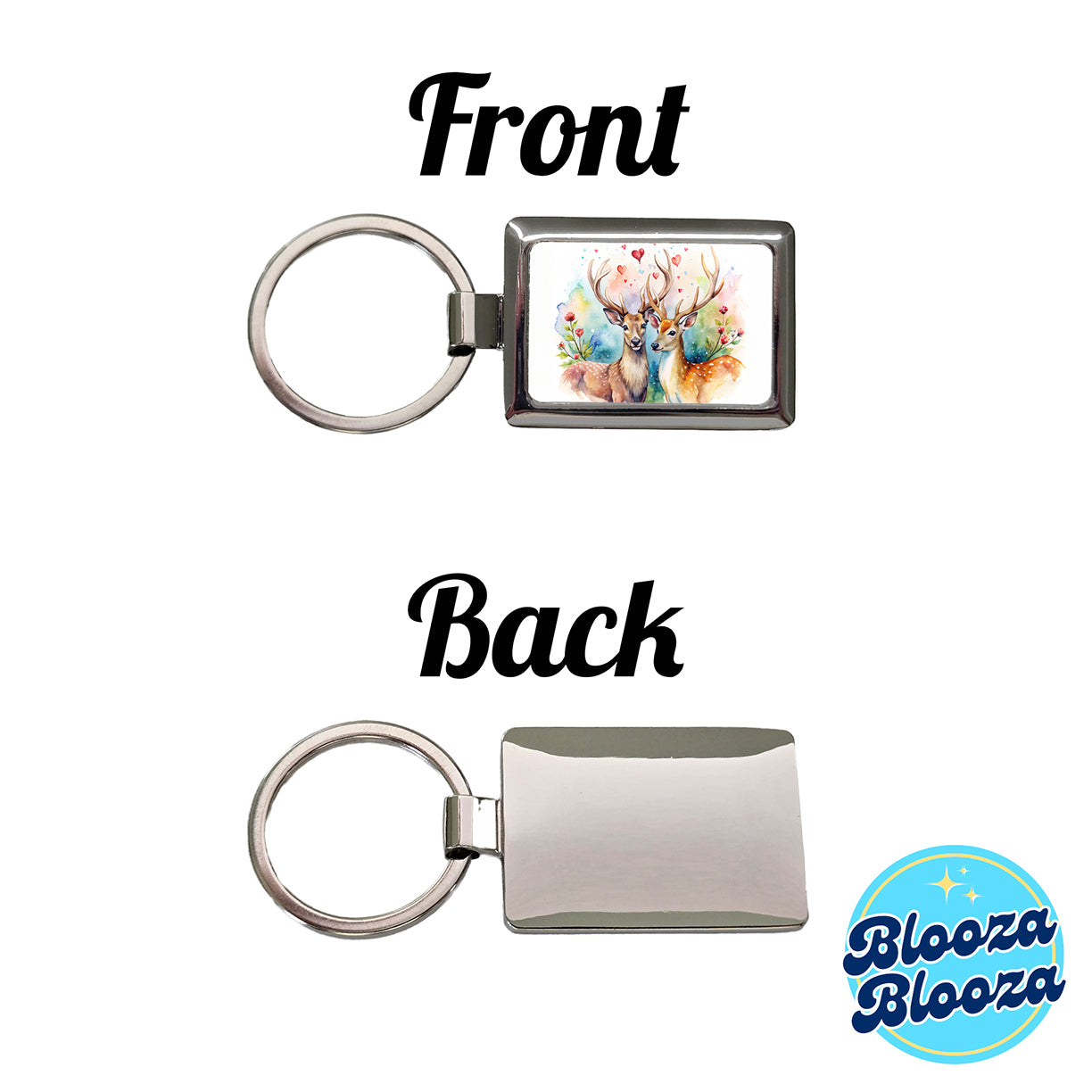 Deer In Love Valentine's Day Rectangle Metal Keychain