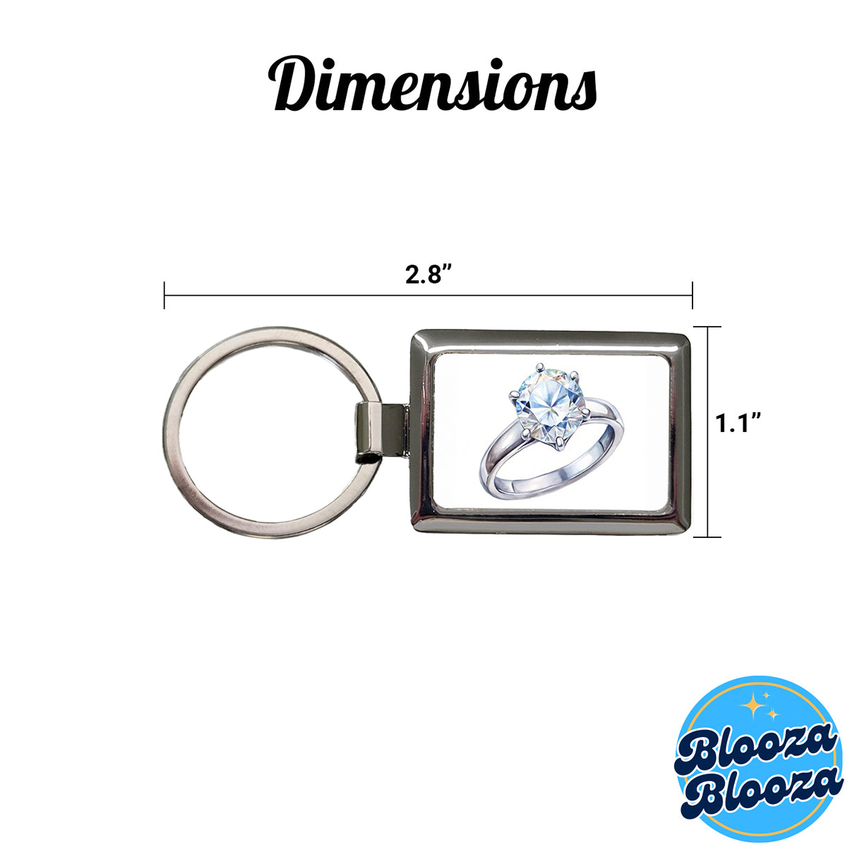 Diamond Ring Engagement Engaged Wedding Proposal Rectangle Metal Keychain
