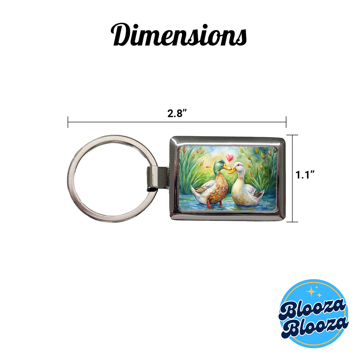 Ducks In Love Heart Valentine's Day Rectangle Metal Keychain