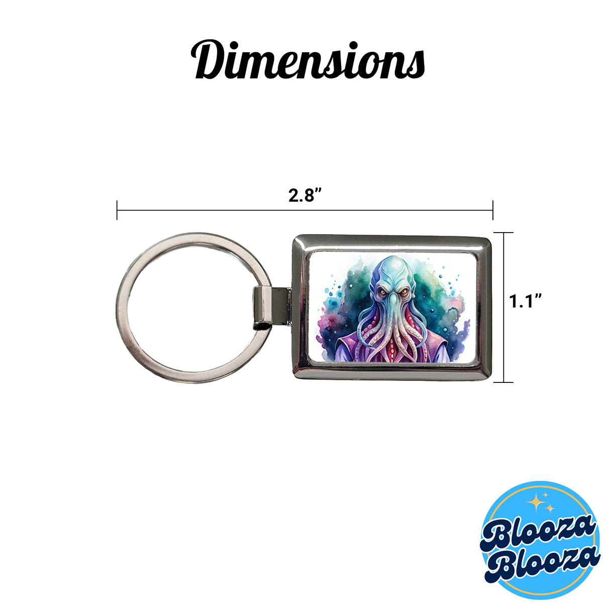 Fantasy Creature Monster Illithid Watercolor Rectangle Metal Keychain