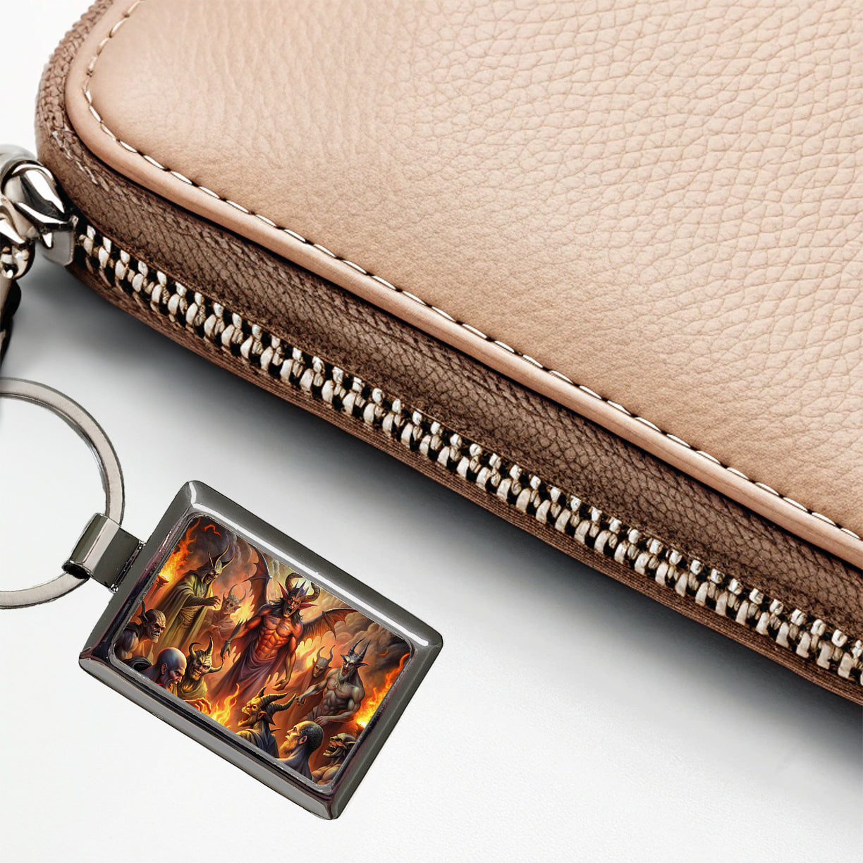 Fantasy Demon Congregation By Firelight Rectangle Metal Keychain