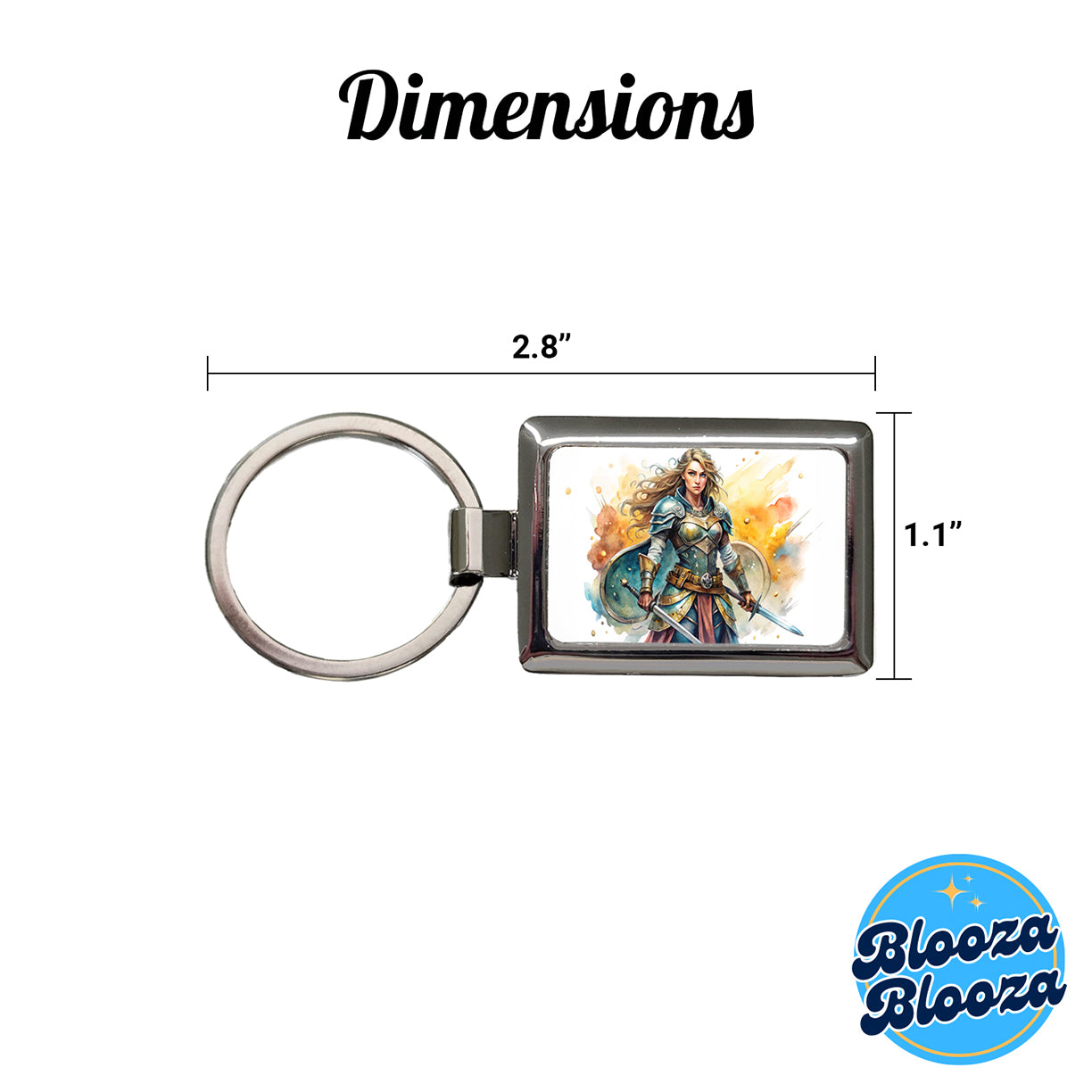 Fantasy Female Fighter Warrior Shield-maiden Watercolor Rectangle Metal Keychain