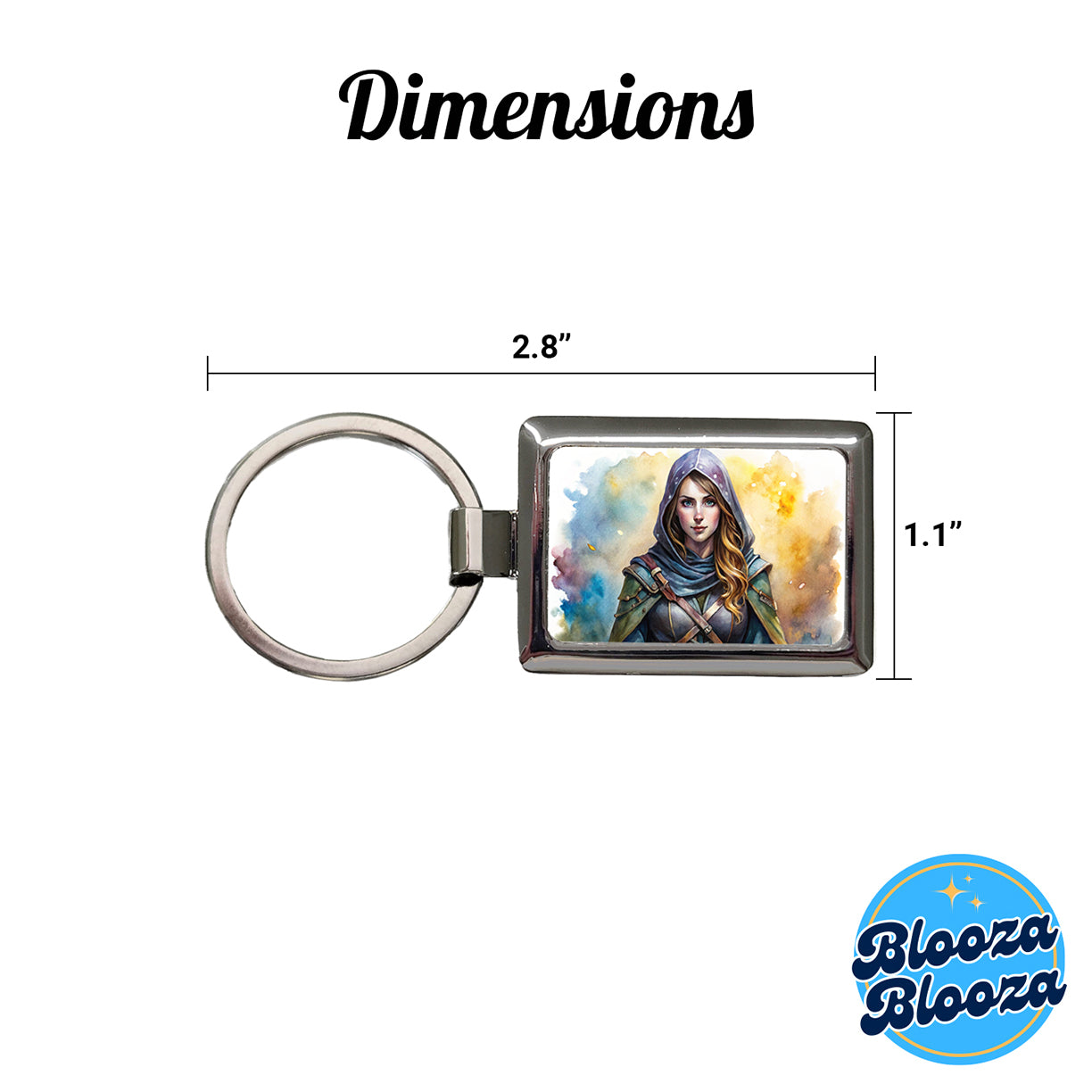 Fantasy Female Thief Rogue Watercolor Rectangle Metal Keychain
